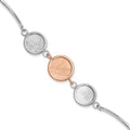 Leslie's SS Rh-plat/Rose-tone Radiant Essence Polished/Scratch Bracelet