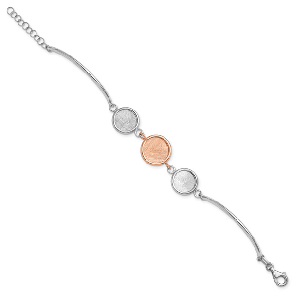 Leslie's SS Rh-plat/Rose-tone Radiant Essence Polished/Scratch Bracelet - Image 2