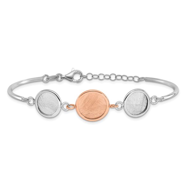 Leslie's SS Rh-plat/Rose-tone Radiant Essence Polished/Scratch Bracelet - Image 3