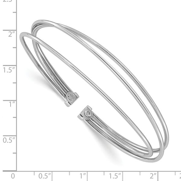 Leslie's Sterling Silver Rhodium-plated Polished Flexible Cuff Bangle - Image 3