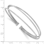 Leslie's Sterling Silver Rhodium-plated Polished Flexible Cuff Bangle - Image 3