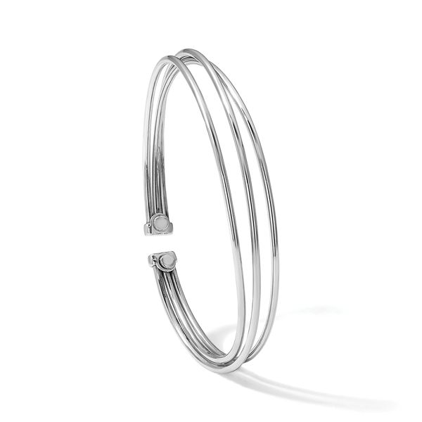 Leslie's Sterling Silver Rhodium-plated Polished Flexible Cuff Bangle - Image 5