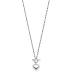 Leslie's Sterling Silver Rhodium-plated Polished Heart Toggle Necklace - Image 2