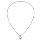 Leslie's Sterling Silver Rhodium-plated Polished Heart Toggle Necklace - Image 4