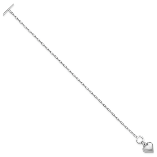 Leslie's Sterling Silver Rhodium-plated Polished Heart Toggle Bracelet - Image 2
