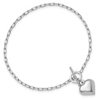 Leslie's Sterling Silver Rhodium-plated Polished Heart Toggle Bracelet - Image 4
