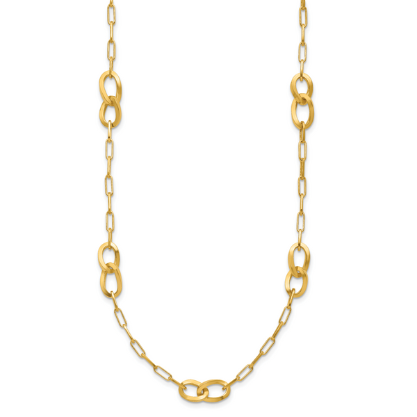Leslie's Sterling Silver Gold-plated Fancy Link with 1in ext. Necklace - Image 2