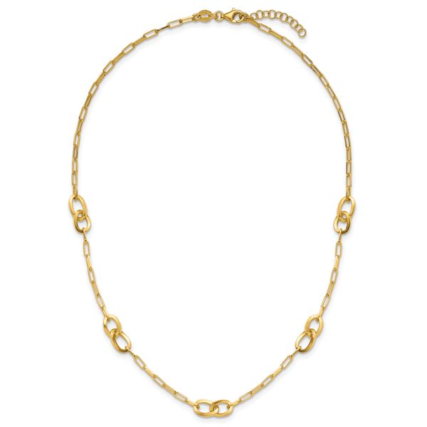 Leslie's Sterling Silver Gold-plated Fancy Link with 1in ext. Necklace - Image 4