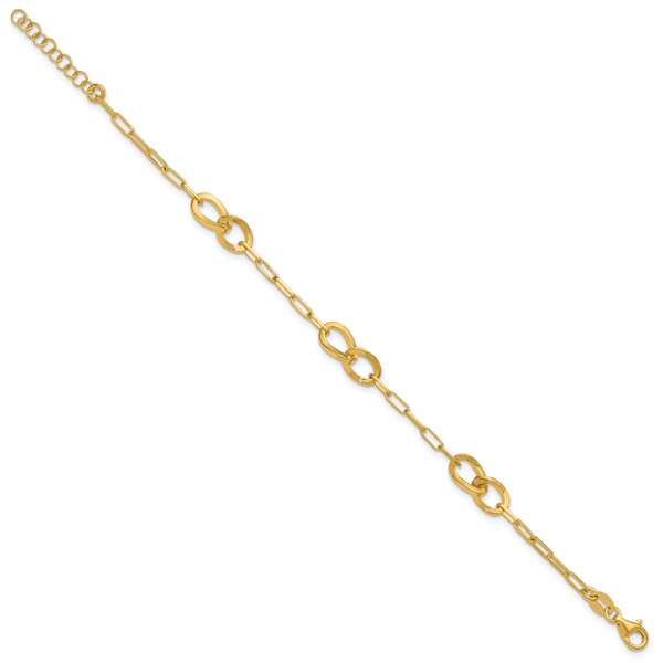 Leslie's Sterling Silver Gold-plated Fancy Link with 1in ext. Bracelet - Image 2