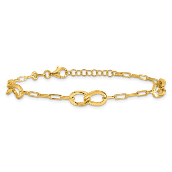 Leslie's Sterling Silver Gold-plated Fancy Link with 1in ext. Bracelet - Image 3