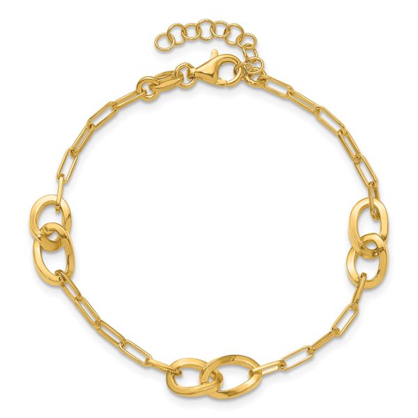 Leslie's Sterling Silver Gold-plated Fancy Link with 1in ext. Bracelet - Image 4