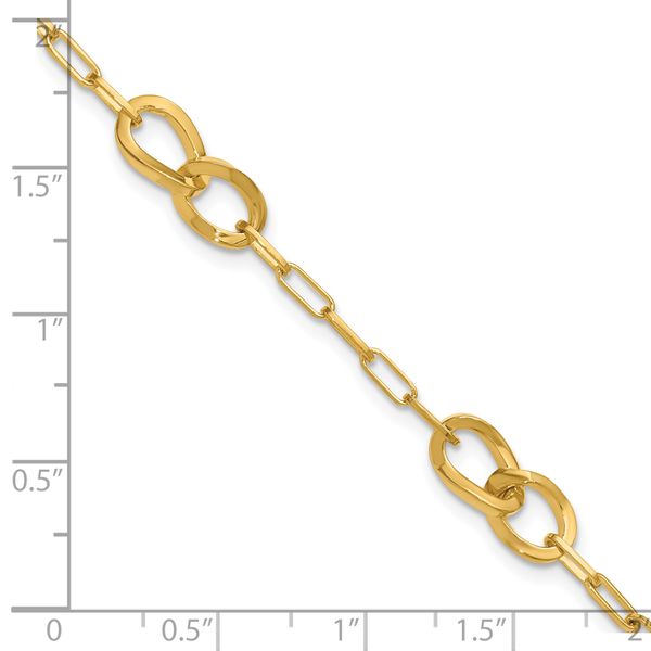 Leslie's Sterling Silver Gold-plated Fancy Link with 1in ext. Bracelet - Image 5