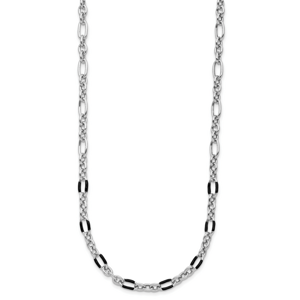 Leslie's Sterling Silver Rhodium-plated w/Enamel Link w/2in ext. Necklace - Image 2