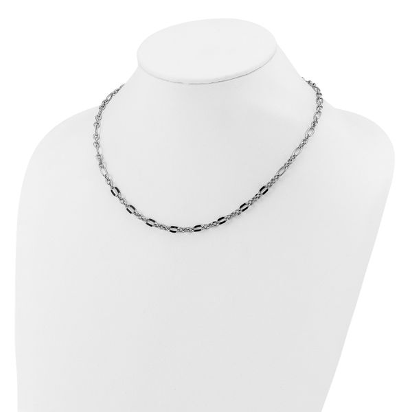 Leslie's Sterling Silver Rhodium-plated w/Enamel Link w/2in ext. Necklace - Image 3