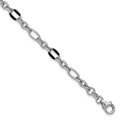 Leslie's Sterling Silver Rhodium-plated with Enamel Link with 1in ext. Brac