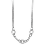 Leslie's Sterling Silver Rhodium-plated Fancy Link with 2in ext. Necklace - Image 2