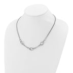 Leslie's Sterling Silver Rhodium-plated Fancy Link with 2in ext. Necklace - Image 3