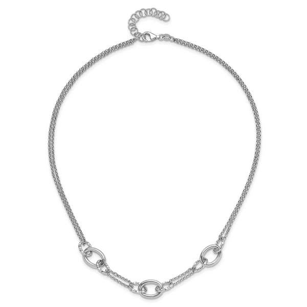 Leslie's Sterling Silver Rhodium-plated Fancy Link with 2in ext. Necklace - Image 4