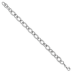 Leslie's Sterling Silver Rhodium-plated Fancy Link with 1in ext. Bracelet - Image 2