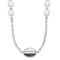 Leslie's Sterling Silver Rhodium-plated Black and White MOP Necklace