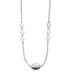 Leslie's Sterling Silver Rhodium-plated Black and White MOP Necklace - Image 2