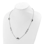 Leslie's Sterling Silver Rhodium-plated Black and White MOP Necklace - Image 3