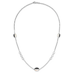 Leslie's Sterling Silver Rhodium-plated Black and White MOP Necklace - Image 4