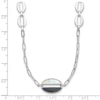 Leslie's Sterling Silver Rhodium-plated Black and White MOP Necklace - Image 5