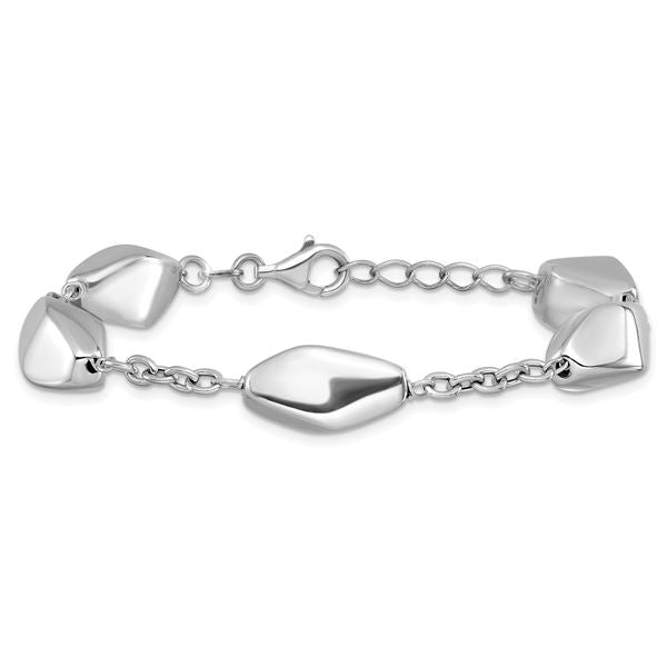 Leslie's Sterling Silver Rhodium-plated Polished with .75in ext. Bracelet - Image 3