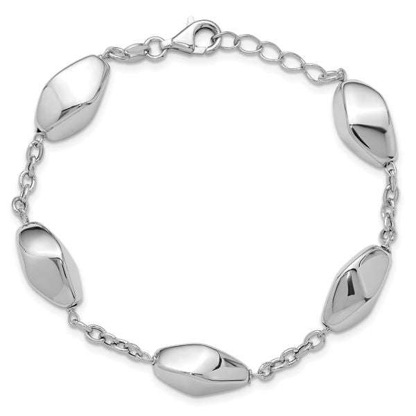 Leslie's Sterling Silver Rhodium-plated Polished with .75in ext. Bracelet - Image 4