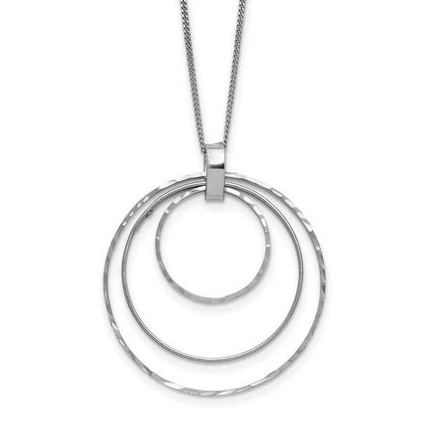 Leslie's Sterling Silver Rhodium-plated D/C Circles Necklace