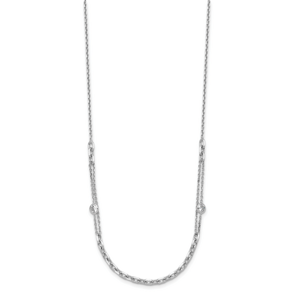 Leslie's Sterling Silver Rhodium-plated CZ with 2in ext. Necklace - Image 2