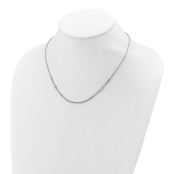 Leslie's Sterling Silver Rhodium-plated CZ with 2in ext. Necklace - Image 3