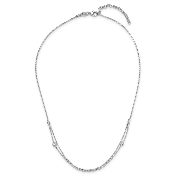 Leslie's Sterling Silver Rhodium-plated CZ with 2in ext. Necklace - Image 4