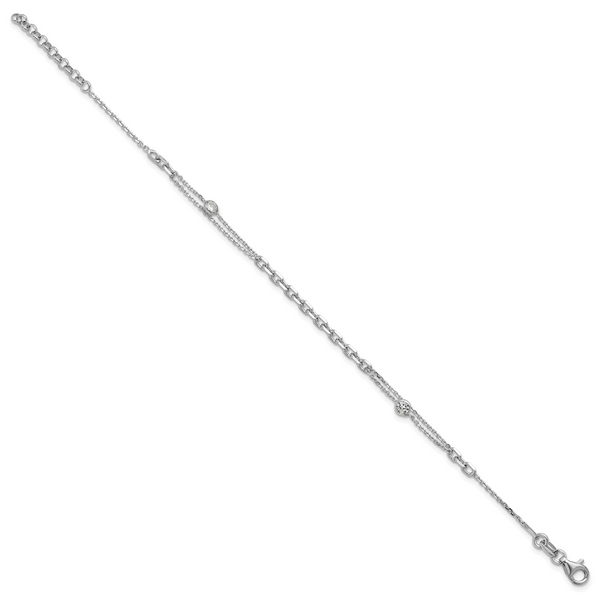 Leslie's Sterling Silver Rhodium-plated CZ with 1in ext. Bracelet - Image 2