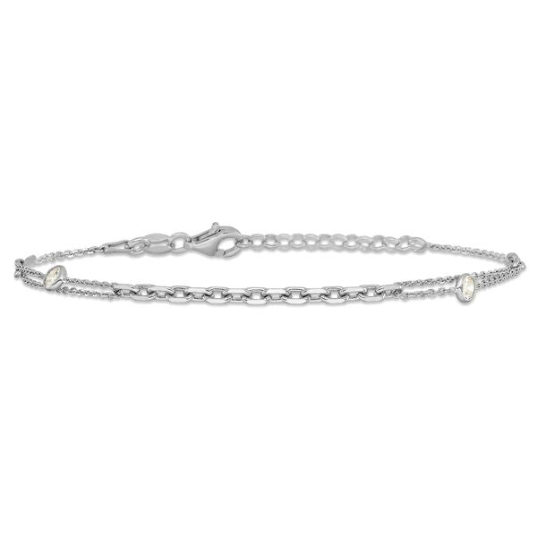 Leslie's Sterling Silver Rhodium-plated CZ with 1in ext. Bracelet - Image 3