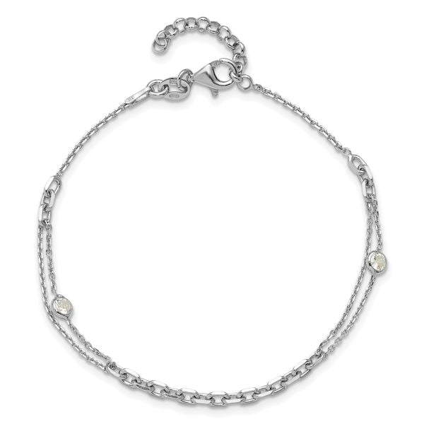 Leslie's Sterling Silver Rhodium-plated CZ with 1in ext. Bracelet - Image 4