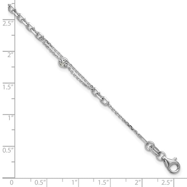 Leslie's Sterling Silver Rhodium-plated CZ with 1in ext. Bracelet - Image 5