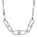 Leslie's Sterling Silver Rh-plated CZ and Crystal Pearl with 2in ext. Neckl