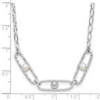 Leslie's Sterling Silver Rh-plated CZ and Crystal Pearl with 2in ext. Neckl - Image 5