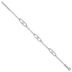 Leslie's Sterling Silver Rh-plated CZ and Crystal Pearl with 1in ext. Brace - Image 2