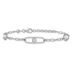 Leslie's Sterling Silver Rh-plated CZ and Crystal Pearl with 1in ext. Brace - Image 3
