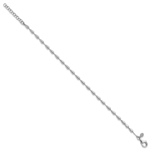 Leslie's Sterling Silver RH-plated Polished 7in w/ 1in ext. Bracelet - Image 2