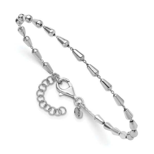 Leslie's Sterling Silver RH-plated Polished 7in w/ 1in ext. Bracelet - Image 3