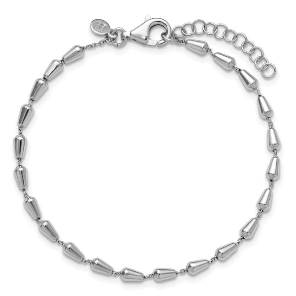 Leslie's Sterling Silver RH-plated Polished 7in w/ 1in ext. Bracelet - Image 4