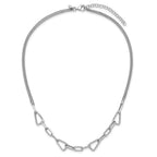 Leslie's Sterling Silver RH-pl Pol. Geometric 2-strand w/2in ext. Necklace - Image 4