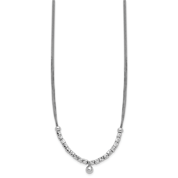 Leslie's Sterling Silver RH-pl Pol. Fancy 2-strand w/2in ext. Necklace - Image 2