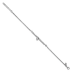 Leslie's Sterling Silver RH-plat Pol. Fancy 2-strand w/1in ext. Bracelet - Image 2