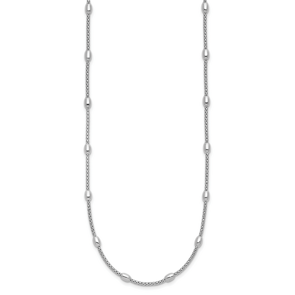 Leslie's Sterling Silver RH-plated Fancy Bead w/2in ext. Necklace - Image 2