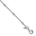 Leslie's Sterling Silver RH-plated Fancy Bead w/1in ext. Bracelet